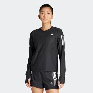 ADIDAS WOMENS Black OWN THE RUN Long Sleeve Reflective T Shirt XS NWT